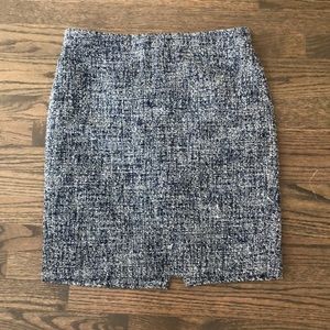 Jcrew blue tweed pencil skirt